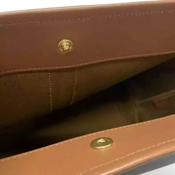 Auth CELINE Medium Cabas Tan (Dark Brown) Brown) Triomphe Canvas 1421-111324 - Picture 10 of 14